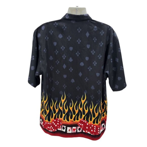 Vintage XNT Mens XL Shirt Las Vegas Cards Suits Poker Black Collared Button Down - Picture 4 of 9